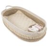 Baby Changing Basket; Handmade Woven Cotton Rope Moses Basket; Changing Table Topper with Mattress Pad(White&Brown)
