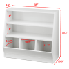 Kids Bin Storage and Two Shelf Bookcase, White