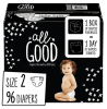 All Good Absorbent and Hypoallergenic Diapers, Size 2, 96 Ct