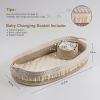 Baby Changing Basket; Handmade Woven Cotton Rope Moses Basket; Changing Table Topper with Mattress Pad(White&Brown)