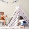 Kids Play Tent - 4 in 1 Teepee Tent with Stool and Climber; Foldable Playhouse Tent for Boys &amp; Girls
