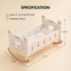 Baby Crib; Rocking Wooden Play Cradle for Dolls; Best Gift for Kids and Dementia Elderly(Brown)
