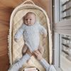 Baby Changing Basket; Handmade Woven Cotton Rope Moses Basket; Changing Table Topper with Mattress Pad(White&Brown)