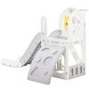 Toddler Slide and Swing Set 5 in 1, Kids Playground Climber Slide Playset with Basketball Hoop Freestanding Combination for Babies Indoor & Outdoor
