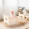 Baby Crib; Rocking Wooden Play Cradle for Dolls; Best Gift for Kids and Dementia Elderly(Brown)