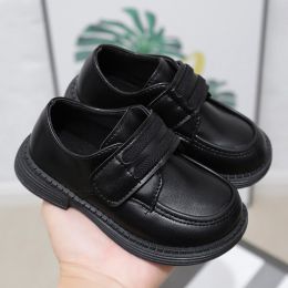 Baby Boys Leather Shoes Kids Casual Shoes 2022 Spring Autumn Brand New Children School Performance Shoes for Wedding Party Flats (Color: Black)