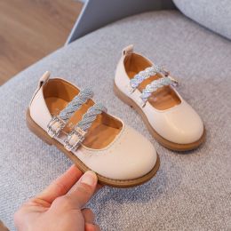Diamond Leather Princess Shoes Baby Children Shoes For Girl (Color: Beige)