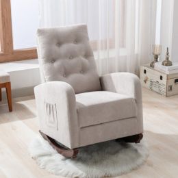 Baby Room High Back Rocking Chair Nursery Chair , Comfortable Rocker Fabric Padded Seat ,Modern High Back Armchair (Material: Cotton)